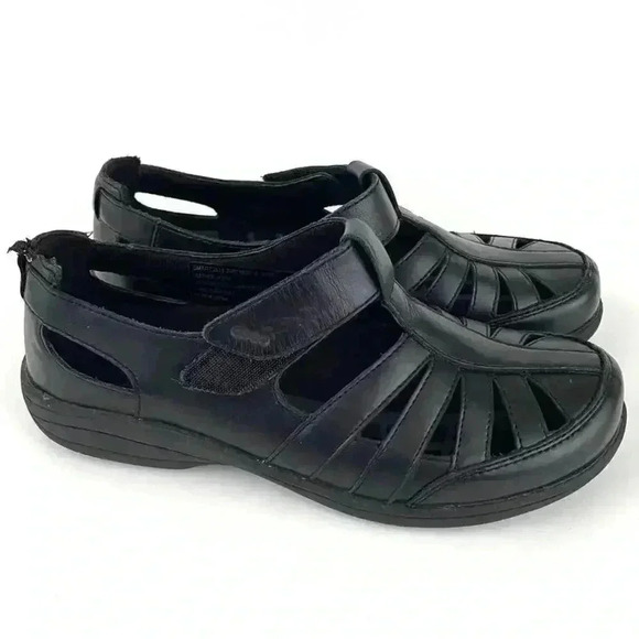 Abeo Fisherman Style Black Leather Sandals Sz 5 Women's Smart System 3515 - Picture 1 of 11